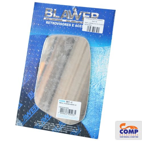 Lente de Espelho Retrovisor Esquerdo Fusion 2006 em diante Blawer 3017 - E Lado Motorista