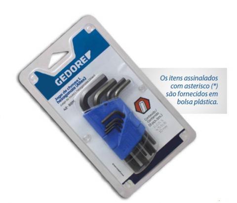 Jogo de Chaves Allen Curta de 3 a 14mm com 8 Peças Gedore