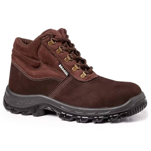 Bota Camurça Bico Plástico c/ Cadarço Marrom Nº43 Bracol