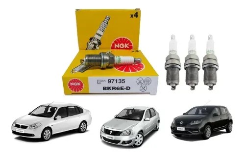 Jogo Vela Ngk Bkr6ed Renault Logan Sandero Symbol 1.6 8v K7m