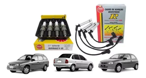 Jogo Cabo E Vela Ngk Corsa 1.0 8v Gasolina 2003 2004 2005 (1)