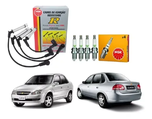 Jogo Cabo E Vela Ngk Classic 1.0 8v Flex 2014 2015 2016 2017 (1)