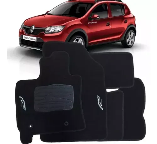 Tapete Carpete Renault Sandero Stepway 2015/.. Bordado Preto