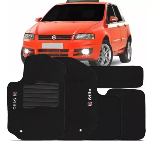Tapete Fiat Stilo 03 04 05 06 07 08 2009 2010 Preto Bordado