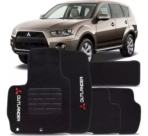 Tapete Carpete Mitsubishi Outlander 2008 2009 2010 2011 2012 2013  2014 2015 Preto