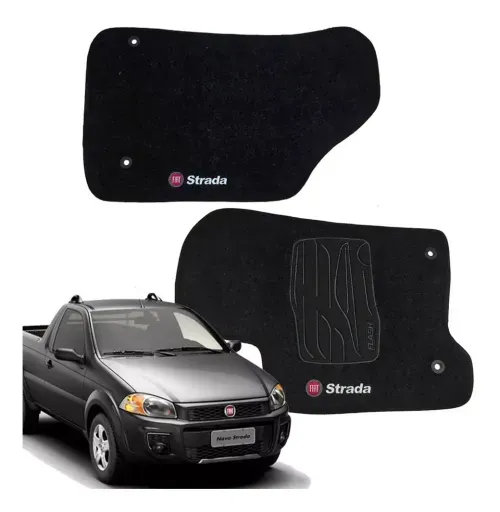 Tapete Carpete Fiat Strada 2014 2015 Bordado Grafite 2 Peças