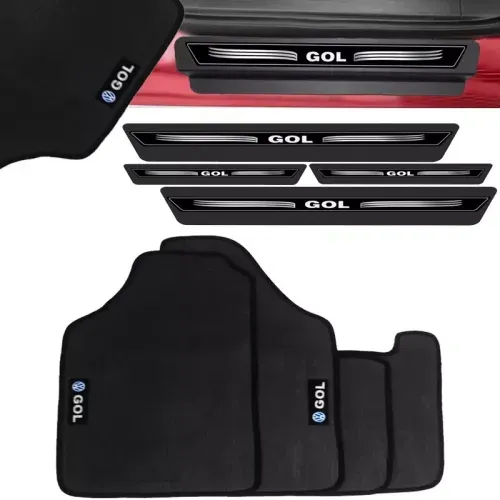 Kit Tapete Gol G5 G6 2010 Á 2014+jogo Soleira Protetor Porta