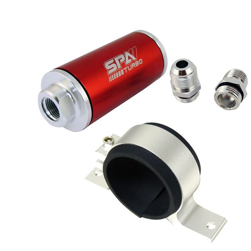 Suporte simples preto + Filtro de combustível lavável universal - Conexões 10AN