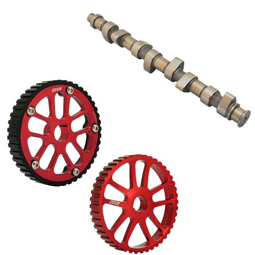 Comando de válvula billet VW AP 8V 276° p/ turbo tucho + Polia do comando de válvulas regulável + Polia auxiliar (fixa)