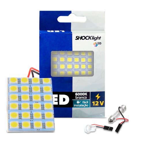 Placa De LED PCB T10 24 LED 6000K SMD 5050 12V Com Canbus Shocklight