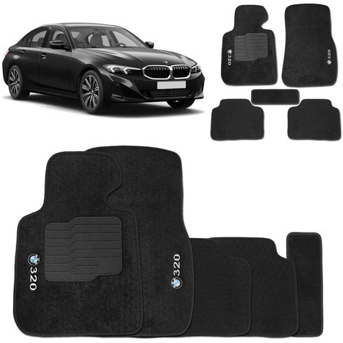 Tapete Carpete BMW 320i 2013 a 2023 Preto 5 Peças