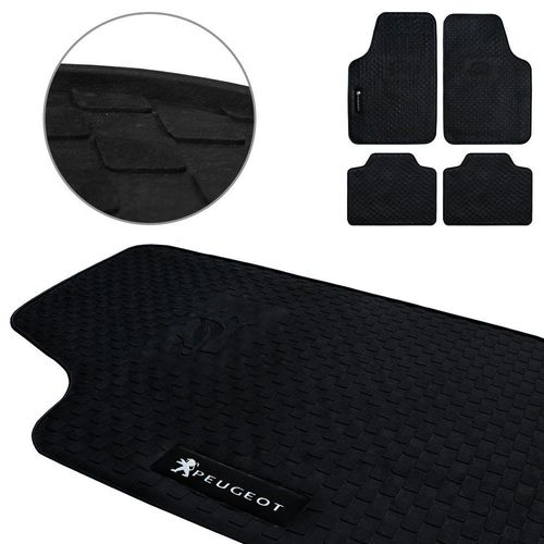 Jogo De Tapete Borracha PVC Universal Peugeot Preto 4 Peças