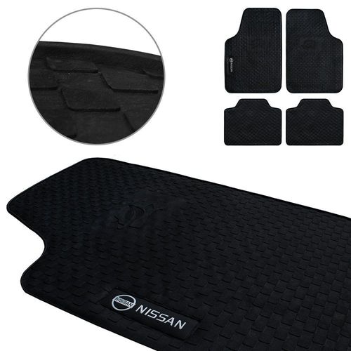 Jogo De Tapete Borracha PVC Universal Nissan Preto 4 Peças