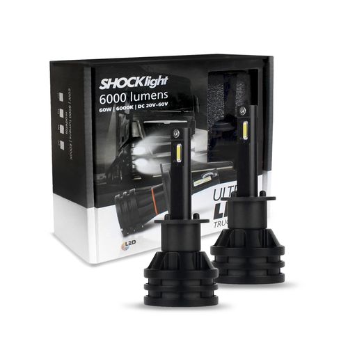Kit Lâmpadas Ultra LED H1 Titanium Truck 6000k 6000 Lumens 60w 24v