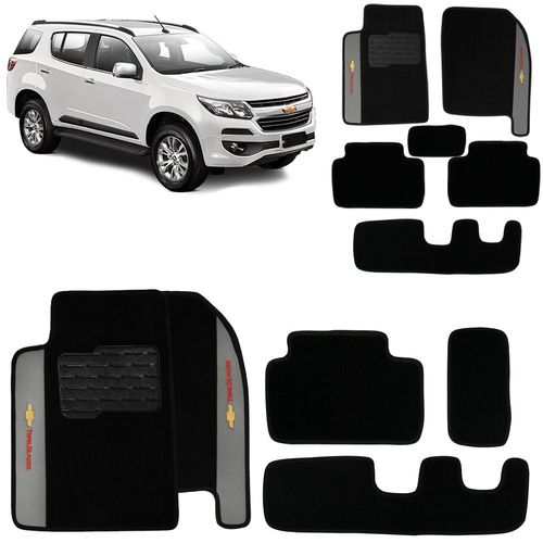 Jogo De Tapetes Carpete Chevrolet Trailblazer 2013 a 2021 Preto Bordado 6 Peças