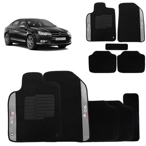 Jogo de Tapete Carpete Citroen C5 2001 a 2012 Preto 5 Peças