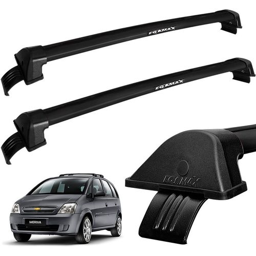 Rack Travessa Teto Meriva 2002 a 2012 Aluminio Preto Eqmax
