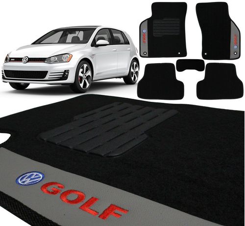 Jogo de Tapetes Carpete Volkswagen Golf 2014 a 2017 Preto 5 Peças