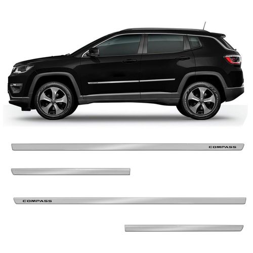 Friso Lateral Jeep Compass 2017 a 2023 Cromado Slim 4 Portas