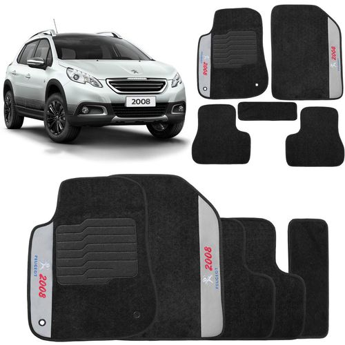 Jogo De Tapete Carpete Peugeot 2008 2015 A 2019 Preto 5 Pç
