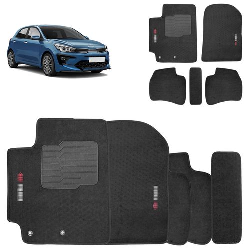 Jogo de Tapete Carpete para Kia Rio 2020 a 2023 Preto 5 Peças