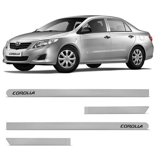 Jogo de Friso Lateral Corolla 2005 a 2020 Prata Supernova Slim