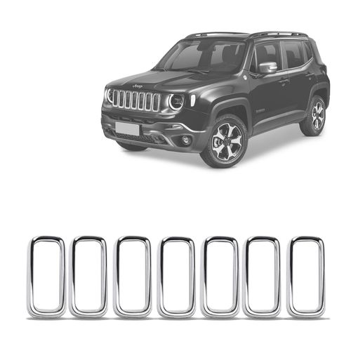 Aplique Cromado Grade Jeep Renegade 2019 a 2021 Aro Moldura