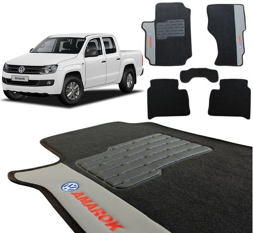 Jogo de Tapete Carpete Amarok 2010 a 2023 CD Preto Bordado 5 Peças