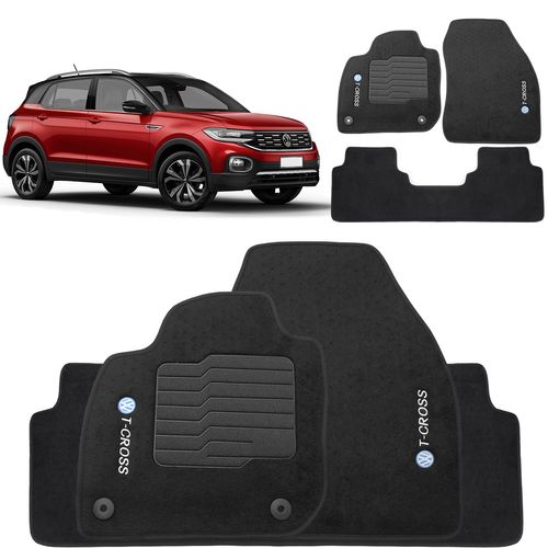 Tapete Carpete T-Cross 2019 a 2023 Preto Fixação Original
