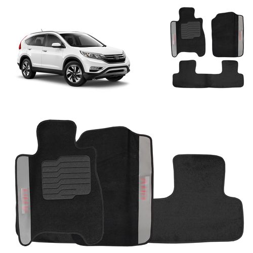 Jogo de Tapete Carpete CRV 2012 a 2018 Preto 3 Peças