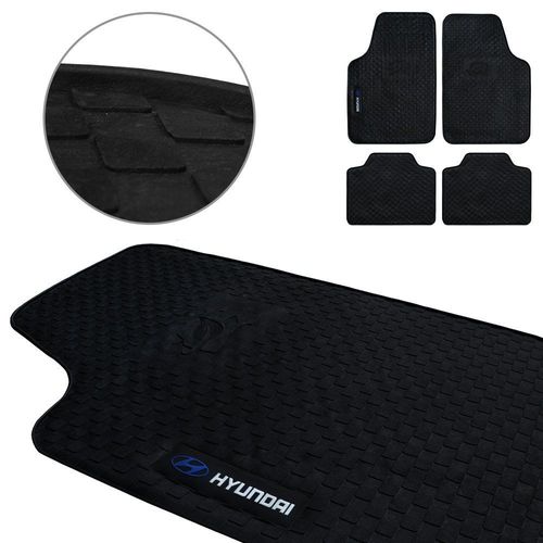 Jogo De Tapete Borracha PVC Universal Hyundai Preto 4 Peças