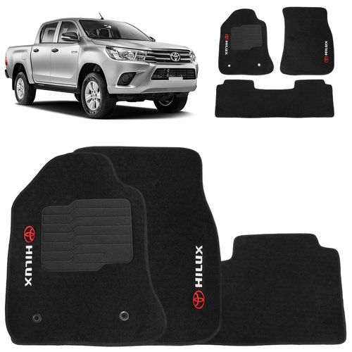 Tapete Carpete Hilux 2005 a 2015 Preto 3 Peças