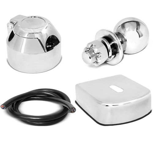 Kit Bola de Engate Inox Cromado e Tomada Cromada Universal