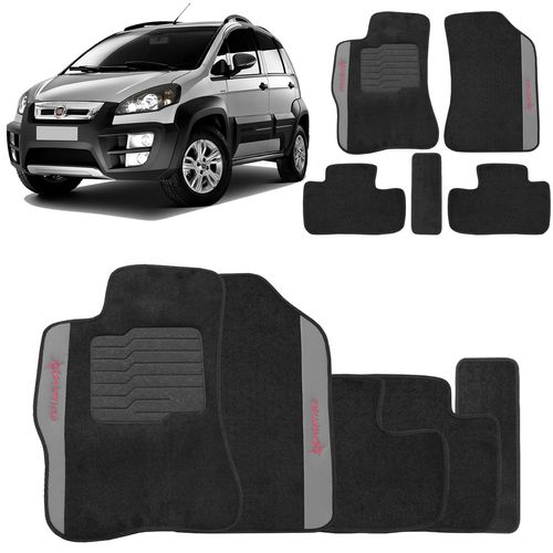 Jogo de Tapete Carpete Idea Adventure 2007 a 2011 Preto Bordado