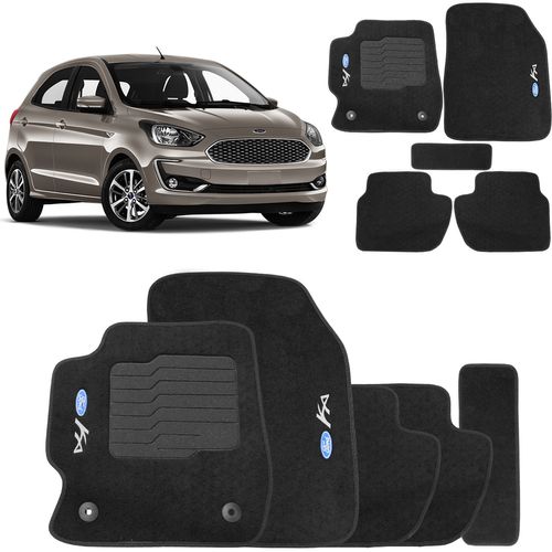 Jogo Tapete Carpete Ka 2014 a 2021 Preto Fixação Original