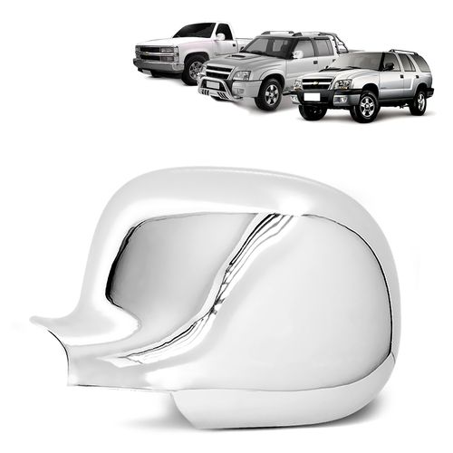Aplique Retrovisor S10 Blazer Silverado 1995 a 2011 Lado Esquerdo Cromado