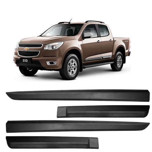 Jogo Friso Lateral S10 2012 a 2023 Modelo Original Preto Fosco