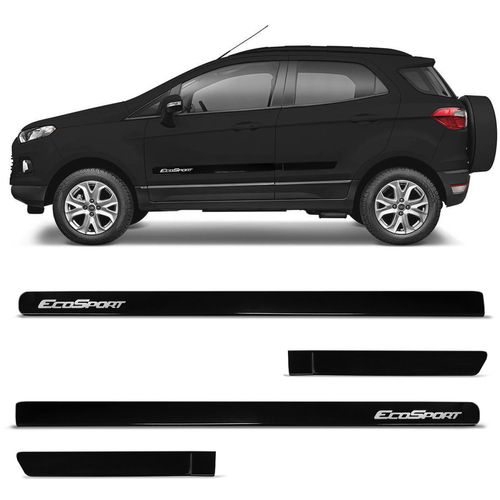 Jogo de Friso Lateral Ecosport 2013 a 2020 Preto Ebony Slim