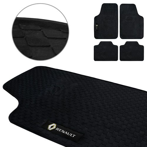 Jogo De Tapete Borracha PVC Universal Renault Preto 4 Peças