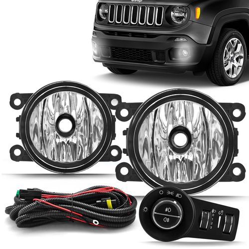 Kit Farol de Milha Jeep Renegade PCD 2019 a 2023 Auxiliar Neblina