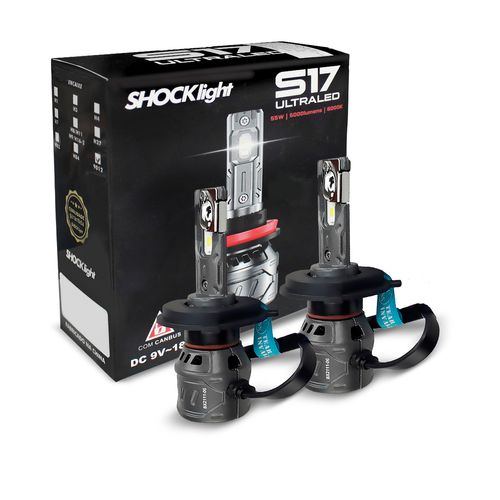Kit Lâmpadas Ultra LED H4 S17 Nano 6000k 5500 Lumens 55w CanBus
