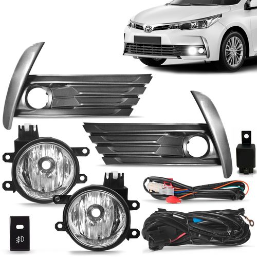 Kit Farol de Milha Corolla 2018 2019 Auxiliar Neblina Botão Original Moldura Preto