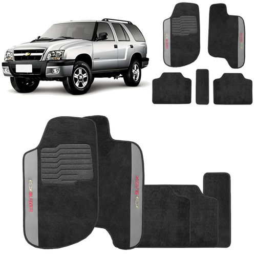 Jogo De Tapete Carpete Blazer 1995 a 2011 Preto Bordado