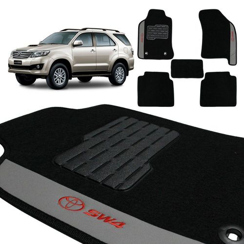 Jogo de Tapete Carpete Hilux SW4 2013 a 2015 Preto Bordado 5 Pçs