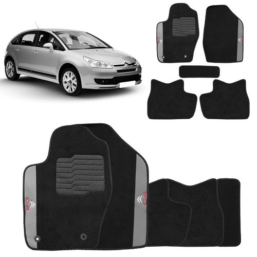Jogo de Tapetes Carpete Citroen C4 2009 a 2014 Preto Bordado 5 Peças