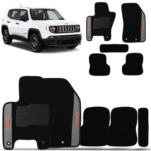 Jogo de Tapete Jeep Renegade 2016 a 2022 Carpete Preto 5 Peças