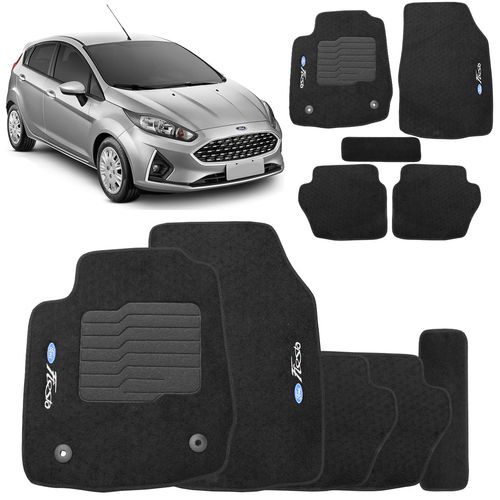 Jogo Tapete Carpete New Fiesta 2016 a 2019 Preto Fixação Original