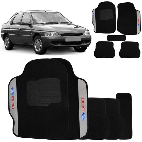 Jogo De Tapete Carpete Escort Zetec 1997 a 2002 Preto Bordado