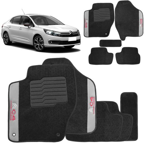 Jogo De Tapete Carpete C4 Lounge 2013 a 2020 Preto 5 Pçs