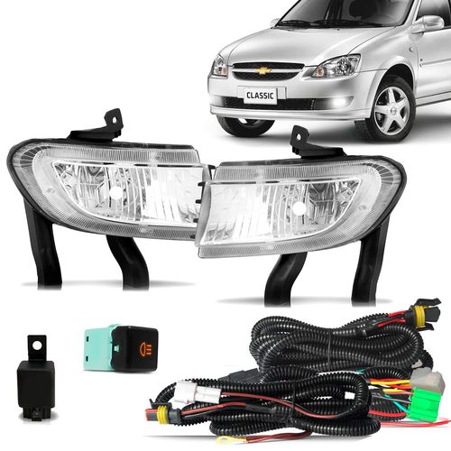 Kit Farol de Milha Corsa Classic 2011 a 2016 Auxiliar Neblina Botão Original